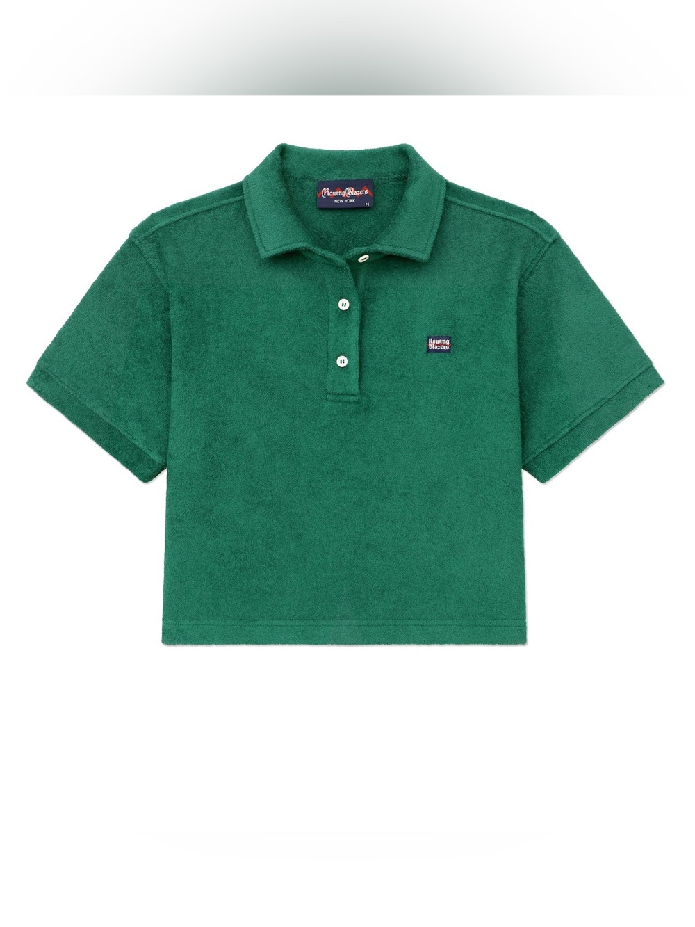 Rowing Blazers Organic Cotton Retro Sport in evergreen terry cloth cropped polo
